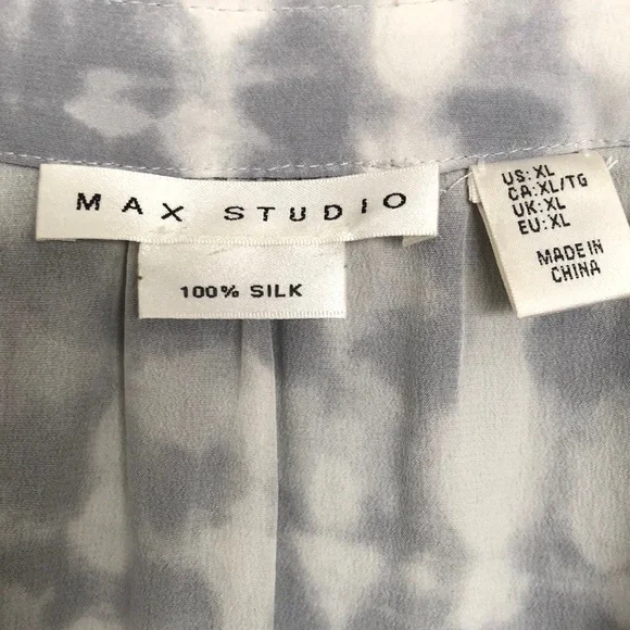 Max Studio Gray Silk Blouse with Textured Finish - Picture 2 of 6